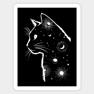 Black Galaxy Cat Sticker